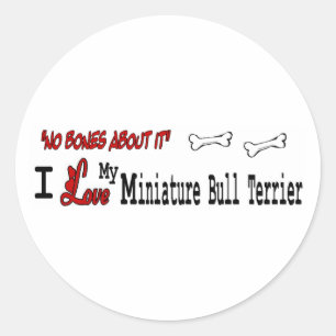 Redonda Pegatina de Miniatura de Terrier Bull (I Love)