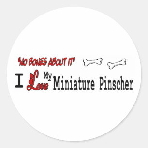 Redonda Pegatina de Miniature Pinscher (I Love)