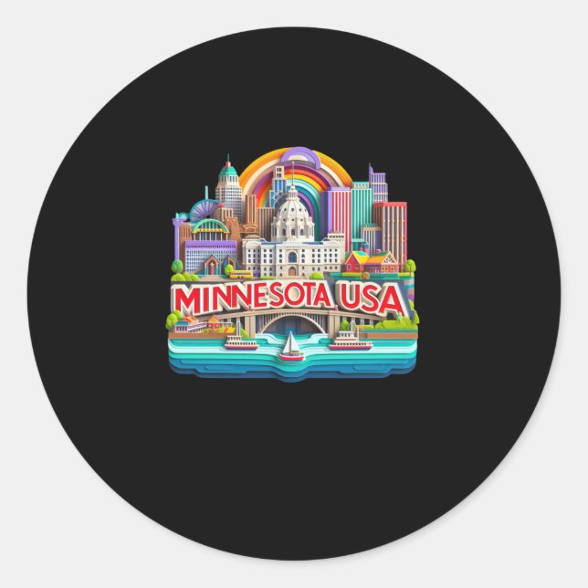 Redonda Pegatina de Minnesota (Anverso)