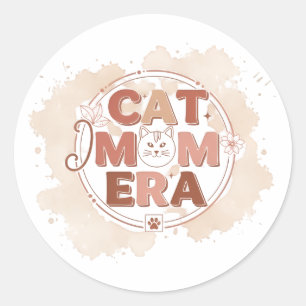 Redonda Pegatina de moda de la era de la mamá gato