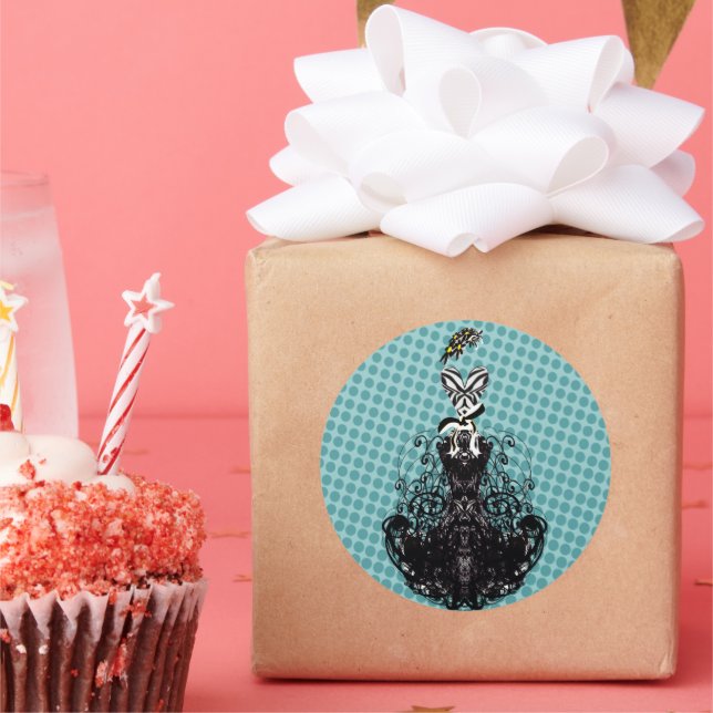 Redonda Pegatina de moda Diva - puntos azules (Fiesta)