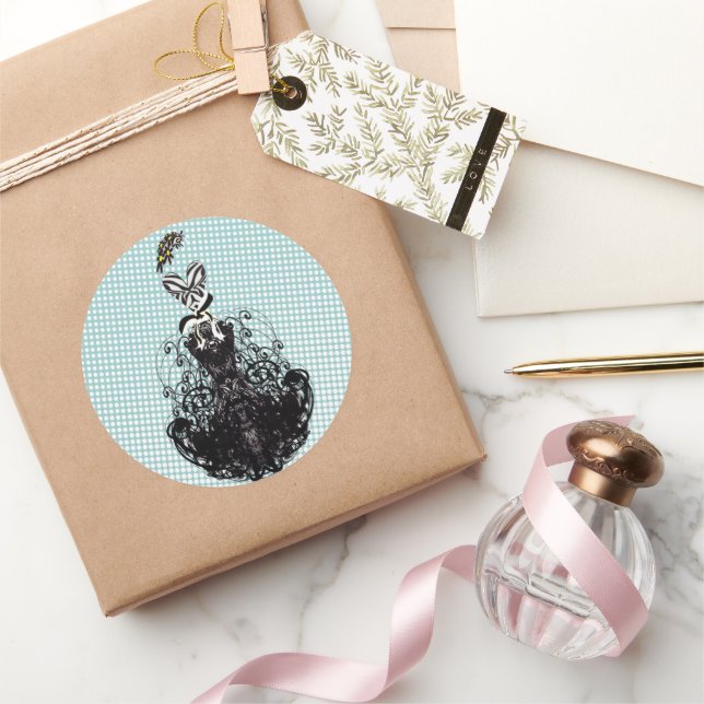 Redonda Pegatina de moda Diva - puntos blancos (Regalar)