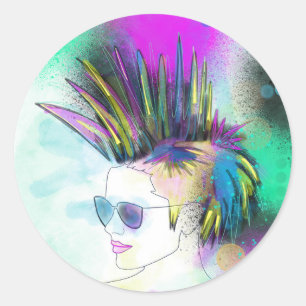 Redonda Pegatina de Mohawk Punk