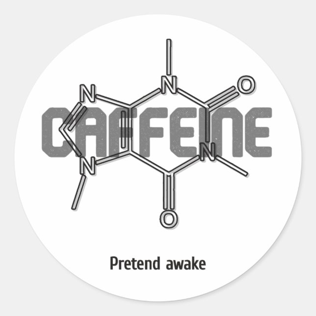 Redonda Pegatina de Molécula de Cafeína (Anverso)