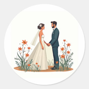 Redonda Pegatina de momento Boda perfecto