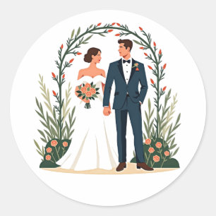 Redonda Pegatina de momentos Bodas perfectos