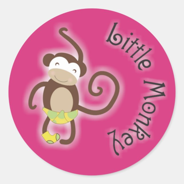 Redonda Pegatina de Monito Bebé de 3,8 cm (Anverso)