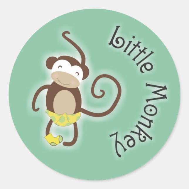 Redonda Pegatina de Mono Bebé 3,8 cm (Anverso)