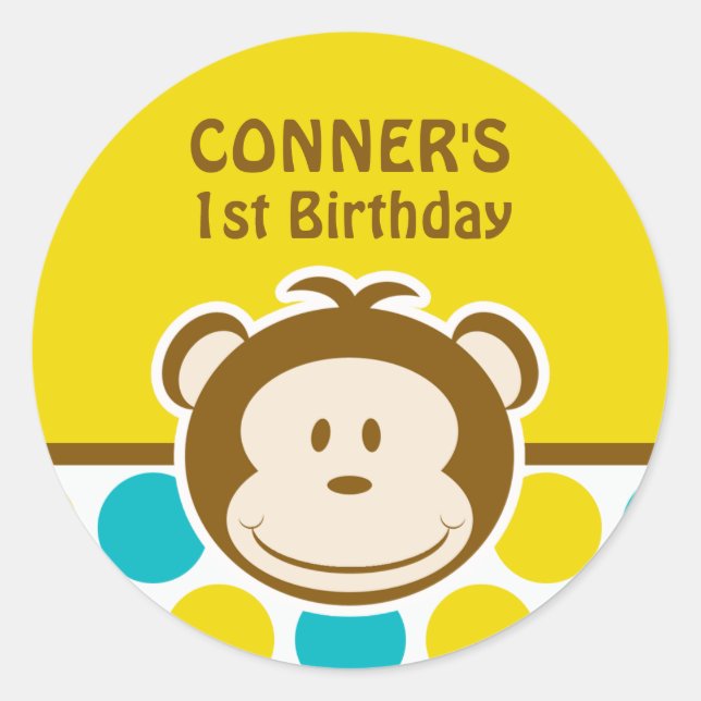 Redonda Pegatina de mono de clase (Anverso)