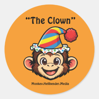 Redonda Pegatina de mono macaco caqui - El payaso