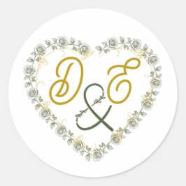 Redonda Pegatina de monograma de boda boho neutral editabl