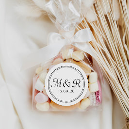 Redonda Pegatina de monograma mínimo de caligrafía negra