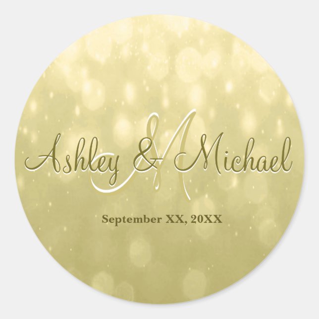 Redonda Pegatina de monograma | Oro amarillo (Anverso)