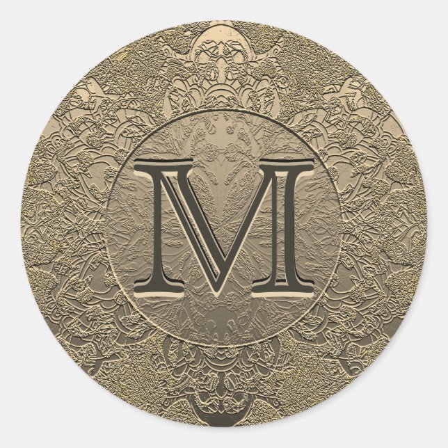Redonda Pegatina de monograma | Oro de época (Anverso)