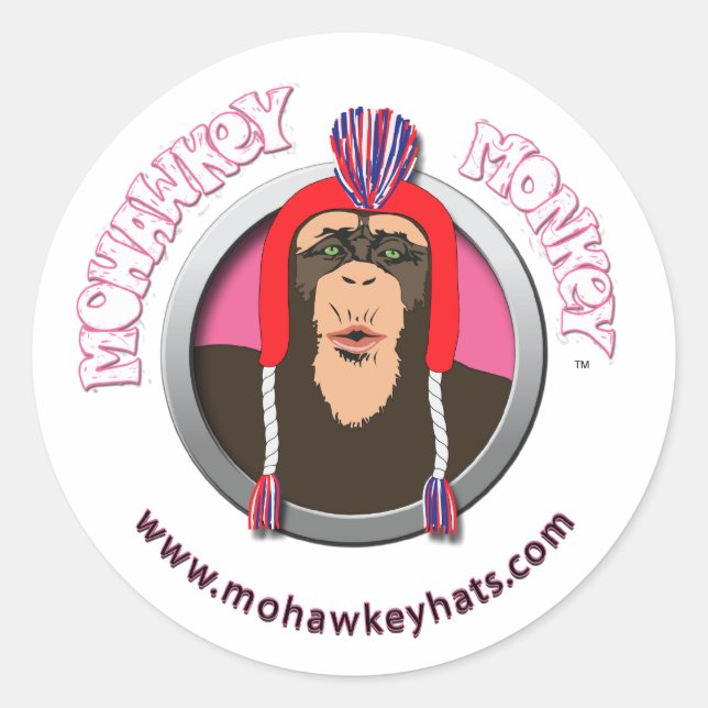 Redonda Pegatina de monos Mohawkey Pucker (Anverso)