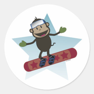 Redonda Pegatina de monos Snowboard