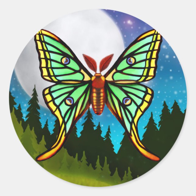 Redonda Pegatina de Moon Moth de España (Anverso)