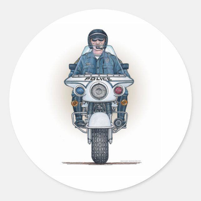 Redonda Pegatina de motocicleta policial (Anverso)