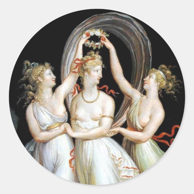 Redonda Pegatina de mujeres bailarinas (Anverso)