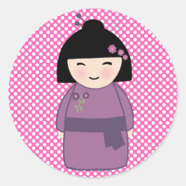 Redonda Pegatina de muñeca Kokeshi japonesa