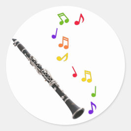 Redonda Pegatina de música Clarinet Colorful