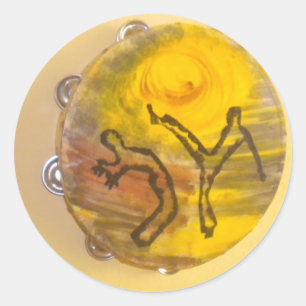 Redonda pegatina de música de capoeira