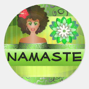 Redonda Pegatina de Namaste