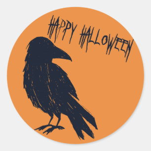 Redonda Pegatina de Naranja de silueta negro de Halloween