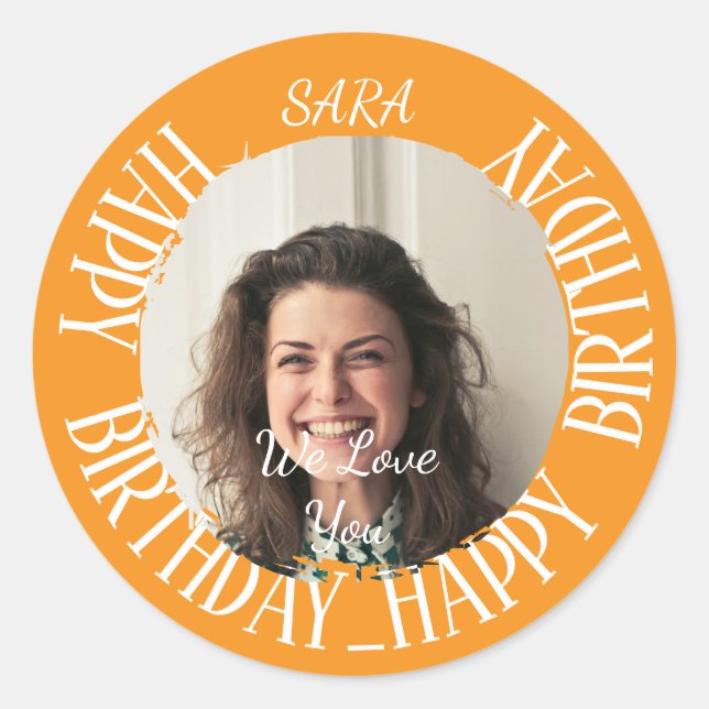 Redonda Pegatina de naranja para personalizable completo d (Anverso)