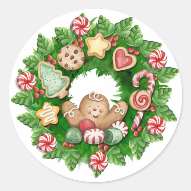 Redonda Pegatina de Navidad (Anverso)