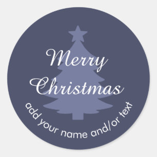 Redonda Pegatina de Navidad clásica Personalizado azul