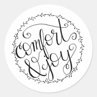 Redonda Pegatina de Navidad Comfort & Joy