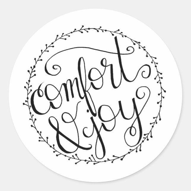 Redonda Pegatina de Navidad Comfort & Joy (Anverso)