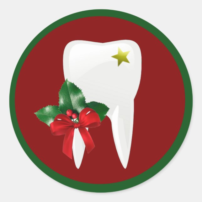 Redonda Pegatina de Navidad de Dentista (Anverso)