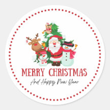 Pegatina De Navidad De Ilustracion Rojo Y Verde