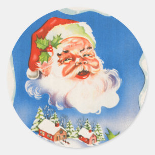 Redonda Pegatina de Navidad de Papá Noel