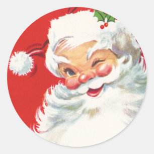 Redonda Pegatina de Navidad de Papá Noel
