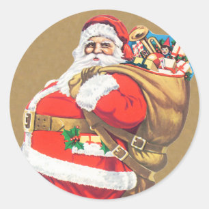 Redonda Pegatina de Navidad de Papá Noel