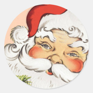 Redonda Pegatina de Navidad de Papá Noel