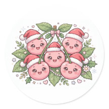 Pegatina de Navidad de sombreros de Santa de cerez