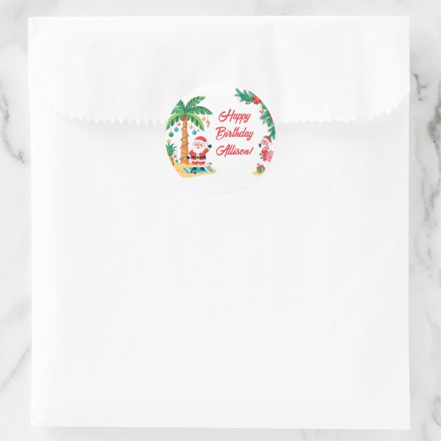 Redonda Pegatina de Navidad en Julio (Bolso)