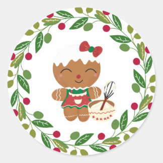 Redonda Pegatina de Navidad para hornear pan de jengibre