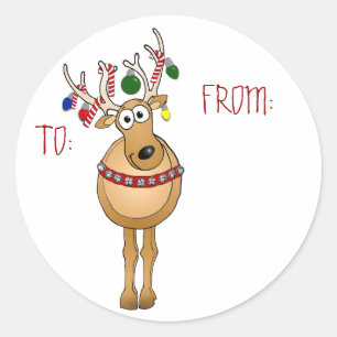 Redonda Pegatina de Navidad para renos