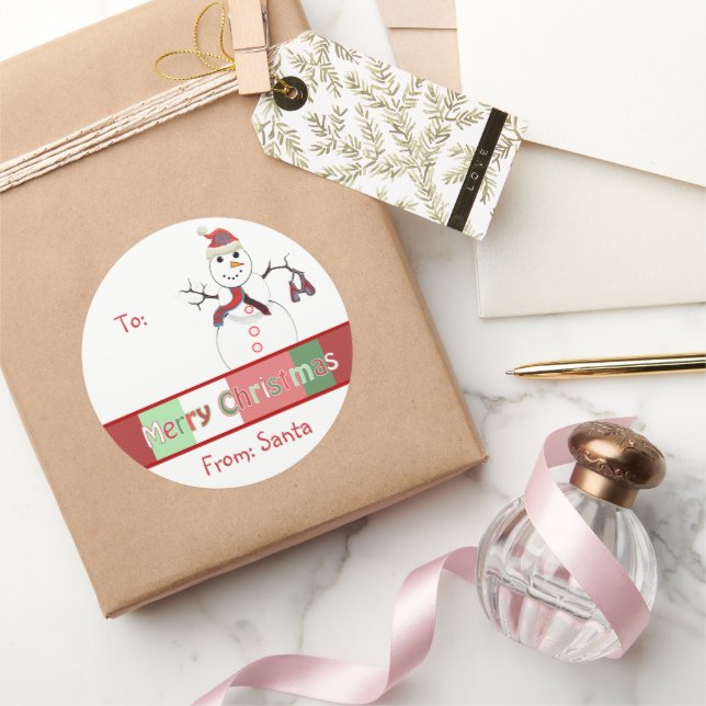 Redonda Pegatina de Navidad pero elige fondo de color (Regalar)