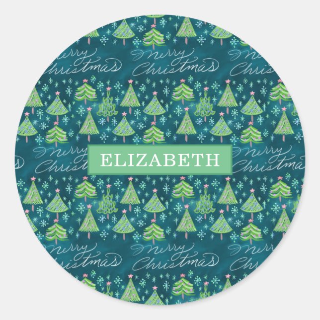 Redonda Pegatina de Navidad - Personalizado (Anverso)
