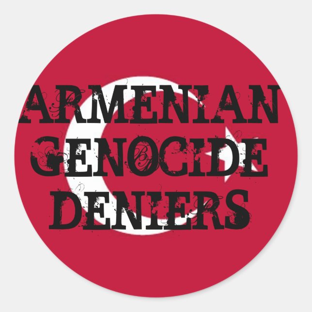 Redonda Pegatina de negadores del genocidio armenio (Anverso)