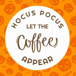 Redonda Pegatina de negocio de Café Hocus pocus Halloween