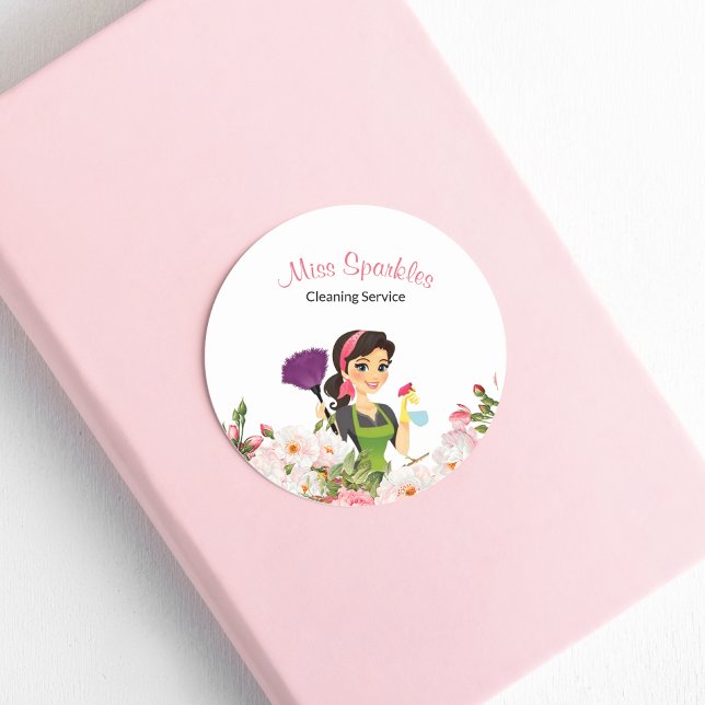 Redonda Pegatina de negocios Maid de Servicio de Limpieza  (Subido por el creador)