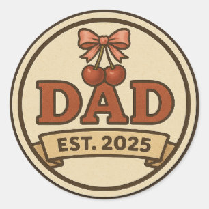 Redonda Pegatina de New Dad 2025 - Padre Vintage por prime
