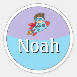 Redonda Pegatina de nombre de diseño de superhéroe de cohe